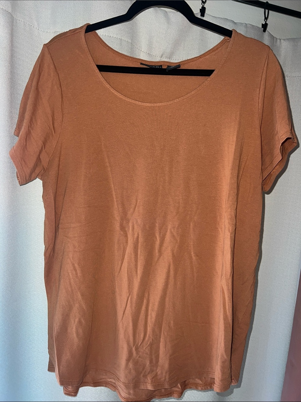 Tahari Scoop Neck Short Sleeve Tee in Rust Orange Plus Size 1X